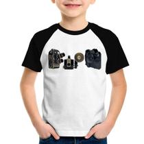 Camiseta Raglan Infantil Câmeras Vintage - Foca na Moda
