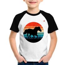 Camiseta Raglan Infantil Cavalo Vintage Sunset - Foca na Moda