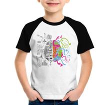 Camiseta Raglan Infantil Cérebro Analítico e Criativo - Foca na Moda