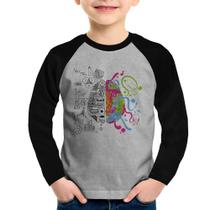 Camiseta Raglan Infantil Cérebro Analítico e Criativo Manga Longa - Foca na Moda Camiseta Raglan Infantil Cérebro Analítico e Criativo Manga Longa - Foca na Moda