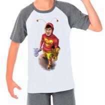 Camiseta Raglan Infantil Cinza Branca Chapolin Chaves 05 - DESIGN CAMISETAS