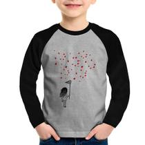 Camiseta Raglan Infantil Collect Hearts Manga Longa - Foca na Moda Camiseta Raglan Infantil Collect Hearts Manga Longa - Foca na Moda