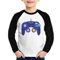 Camiseta Raglan Infantil Controle Retrô Vídeo Game Gamepad Manga Longa - Foca na Moda