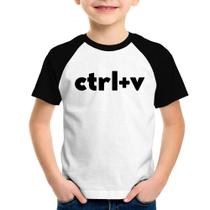 Camiseta Raglan Infantil Ctrl+V - Foca na Moda Camiseta Raglan Infantil Ctrl+V - Foca na Moda