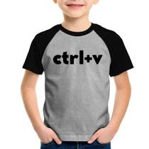 Camiseta Raglan Infantil Ctrl+V - Foca na Moda