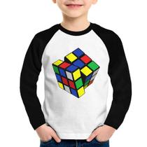 Camiseta Raglan Infantil Cubo Mágico Manga Longa - Foca na Moda
