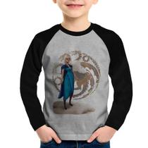 Camiseta Raglan Infantil Daenerys Targaryen Art Manga Longa - Foca na Moda