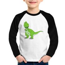 Camiseta Raglan Infantil Dinossauro Manga Longa - Foca na Moda Camiseta Raglan Infantil Dinossauro Manga Longa - Foca na Moda