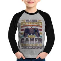 Camiseta Raglan Infantil Do Not Disturb This Gamer Manga Longa - Foca na Moda