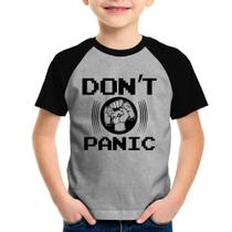 Camiseta Raglan Infantil Don't Panic - Foca na Moda