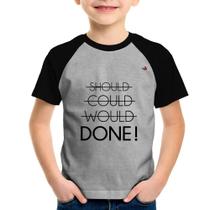 Camiseta Raglan Infantil Done! - Foca na Moda Camiseta Raglan Infantil Done! - Foca na Moda