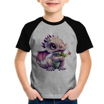 Camiseta Raglan Infantil Dragão Bebê - Foca na Moda
