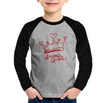 Camiseta Raglan Infantil Drama Queen Manga Longa - Foca na Moda