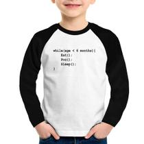 Camiseta Raglan Infantil Eat Poo Sleep Código Manga Longa - Foca na Moda