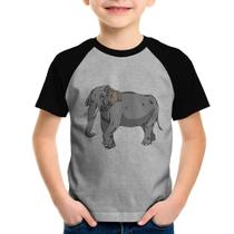 Camiseta Raglan Infantil Elefante Ilustração - Foca na Moda