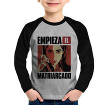 Camiseta Raglan Infantil Empieza el matriarcado Manga Longa - Foca na Moda