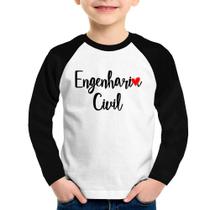 Camiseta Raglan Infantil Engenharia Civil Manga Longa - Foca na Moda