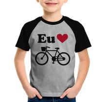 Camiseta Raglan Infantil Eu Amo Bicicleta - Foca na Moda