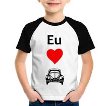 Camiseta Raglan Infantil Eu amo fusca - Foca na Moda