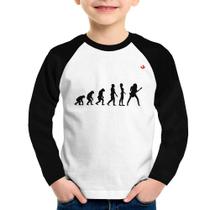 Camiseta Raglan Infantil Evolução da Guitarrista Manga Longa - Foca na Moda