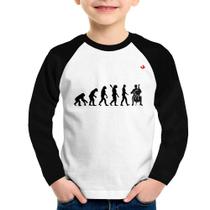 Camiseta Raglan Infantil Evolução do Violoncelista Manga Longa - Foca na Moda
