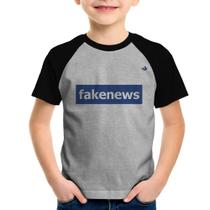 Camiseta Raglan Infantil fakenews - Foca na Moda