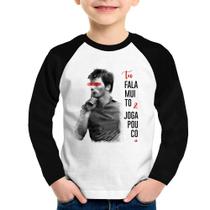 Camiseta Raglan Infantil Fala muito & Joga pouco Manga Longa - Foca na Moda