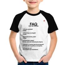 Camiseta Raglan Infantil FAQ Dia de Prova - Foca na Moda Camiseta Raglan Infantil FAQ Dia de Prova - Foca na Moda