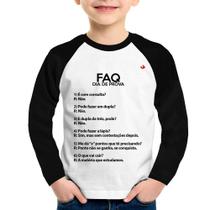 Camiseta Raglan Infantil FAQ Dia de Prova Manga Longa - Foca na Moda Camiseta Raglan Infantil FAQ Dia de Prova Manga Longa - Foca na Moda