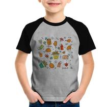 Camiseta Raglan Infantil Fast Food - Foca na Moda