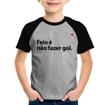 Camiseta Raglan Infantil Feio é não fazer gol - Foca na Moda