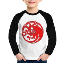Camiseta Raglan Infantil Fire and Blood Targaryen Manga Longa - Foca na Moda