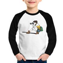 Camiseta Raglan Infantil Fotógrafa Desenho Manga Longa - Foca na Moda