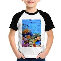 Camiseta Raglan Infantil Fundo do Mar - Foca na Moda