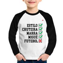 Camiseta Raglan Infantil Futebol que é bom, nada Manga Longa - Foca na Moda