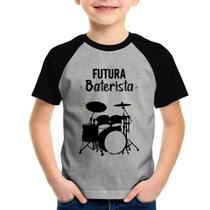 Camiseta Raglan Infantil Futura Baterista - Foca na Moda