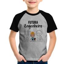 Camiseta Raglan Infantil Futura Engenheira - Foca na Moda