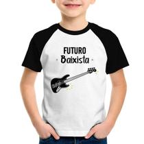 Camiseta Raglan Infantil Futuro Baixista - Foca na Moda