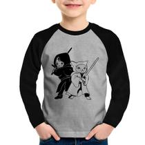 Camiseta Raglan Infantil Gatos Jedi Manga Longa - Foca na Moda