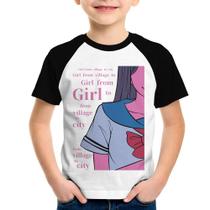 Camiseta Raglan Infantil Girl From Village To City - Foca na Moda