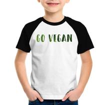 Camiseta Raglan Infantil Go Vegan - Foca na Moda