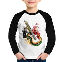 Camiseta Raglan Infantil Guitarra Reggae Manga Longa - Foca na Moda Camiseta Raglan Infantil Guitarra Reggae Manga Longa - Foca na Moda