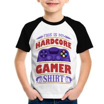 Camiseta Raglan Infantil Hardcore Gamer - Foca na Moda