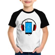 Camiseta Raglan Infantil Headphone Smartphone - Foca na Moda
