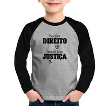 Camiseta Raglan Infantil Hoje faço direito, amanhã farei justiça Manga Longa - Foca na Moda