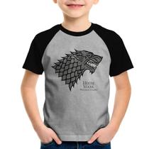Camiseta Raglan Infantil House Stark: Winter is Coming - Foca na Moda