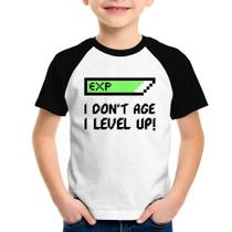 Camiseta Raglan Infantil I Don't Age, I Level Up - Foca na Moda
