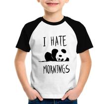 Camiseta Raglan Infantil I Hate Mornings - Foca na Moda