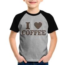 Camiseta Raglan Infantil I Love Coffee - Foca na Moda