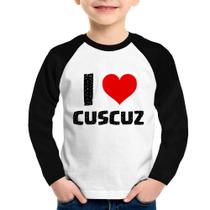 Camiseta Raglan Infantil I love cuscuz Manga Longa - Foca na Moda